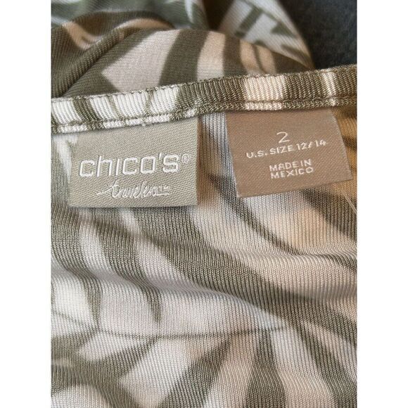 Chicos Travelers Asymmetrical Hem Dress Vetiver Combo Size 2 US 12/14 - Picture 4 of 7